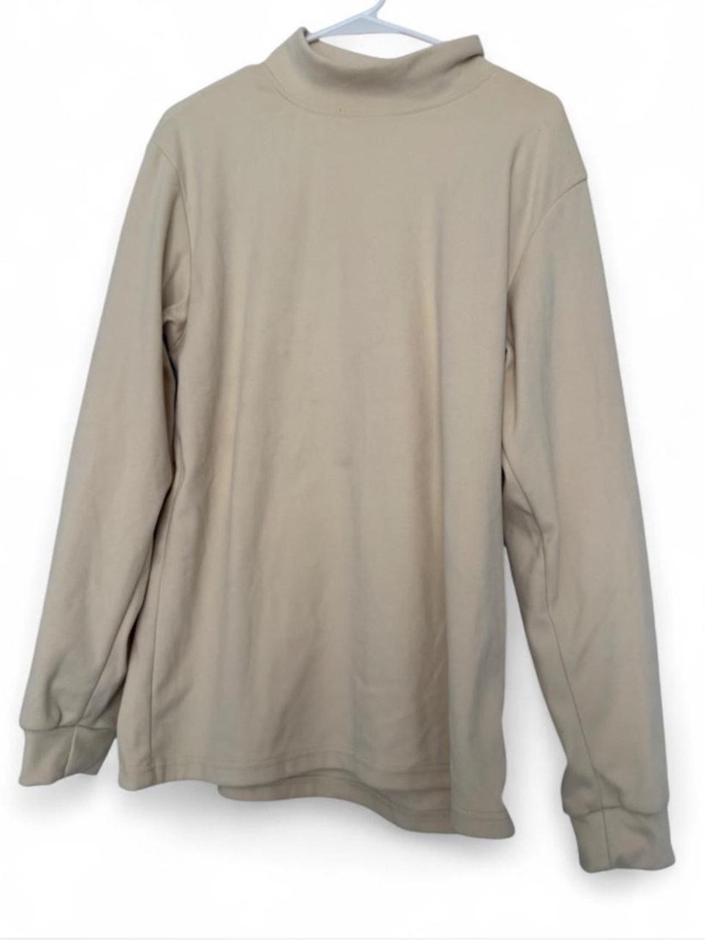 🆓 Men's Long-Sleeve Mock Neck Shirt - Beige